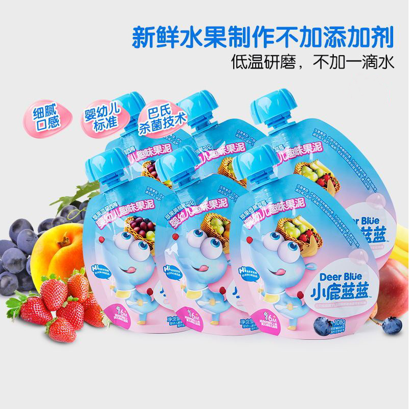 小鹿蓝/蓝婴幼儿混合果泥108克婴标宝宝辅食多维营养水果泥袋装