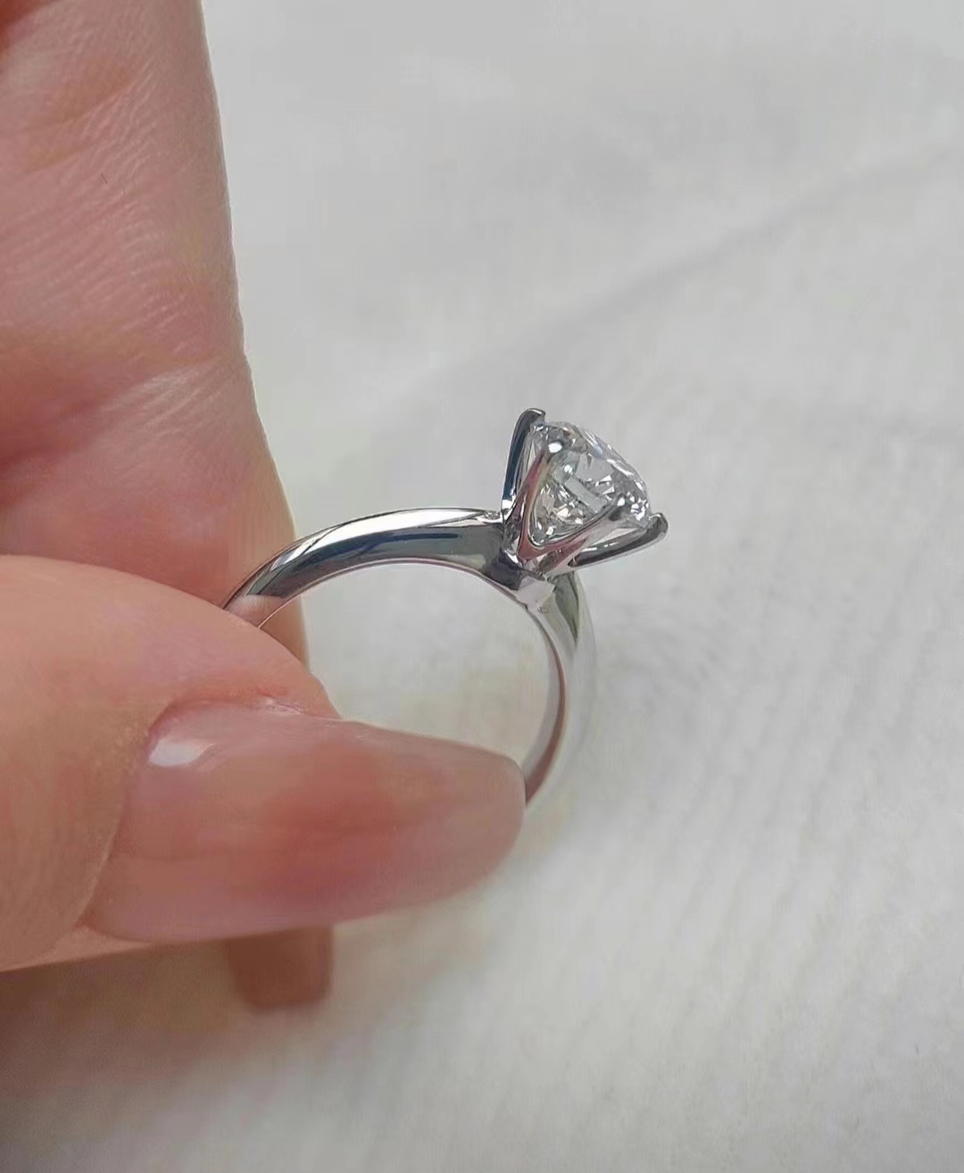 925银莫桑石银制品 【T家经典六爪】S925纯银D色莫桑石时尚戒指