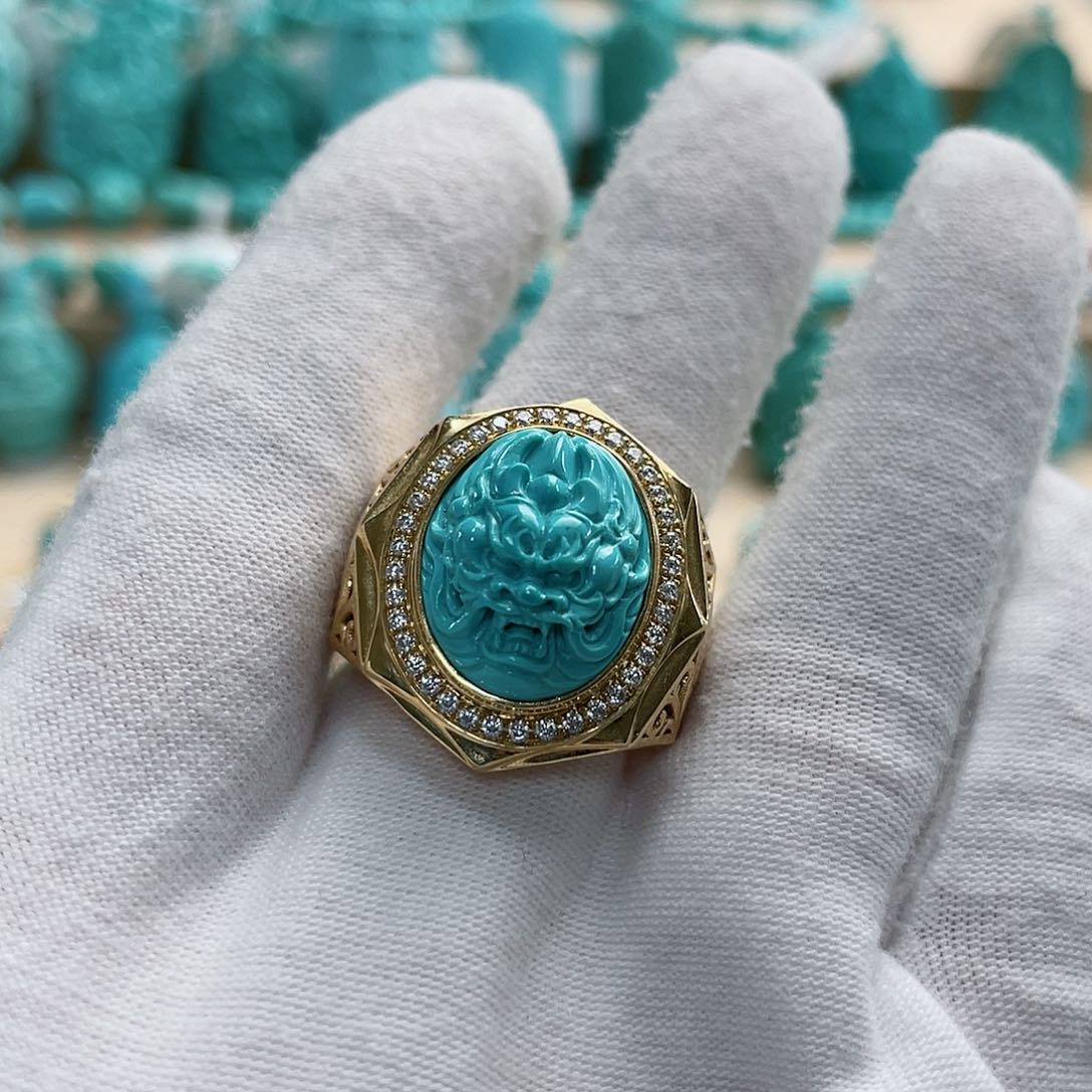 绿松石珠宝奇石18K金镶嵌