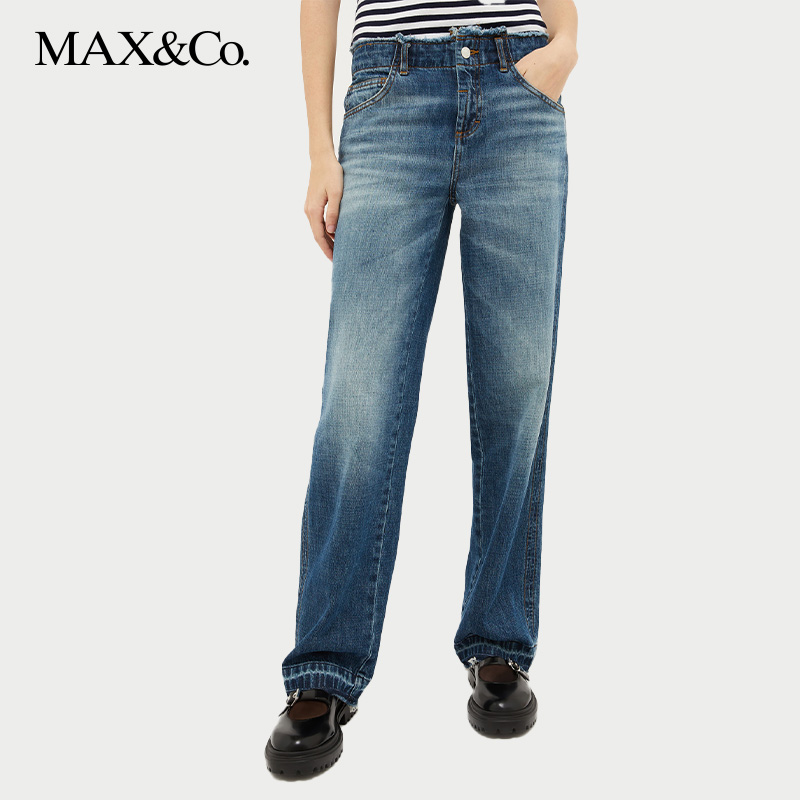MAX&Co.春夏女装棉质宽松直筒牛仔裤6181024102