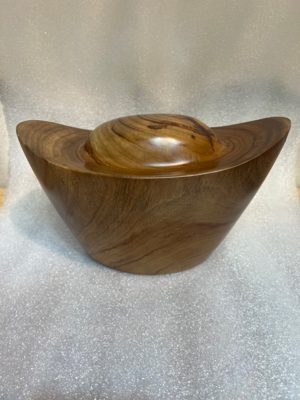 香樟木元宝摆件全手工创意复古陶瓷纯手工中式老物件雕刻粗陶手捏