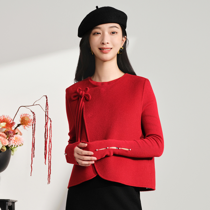 【轻暖国风】绵羊毛双面呢短大衣马甲含羊绒DOUBLOVE贝爱