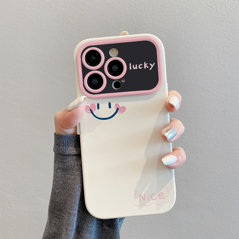 苹果15ProMax简约笑脸OPPO/小米/VIVO/华为/荣耀全包手机壳大视窗