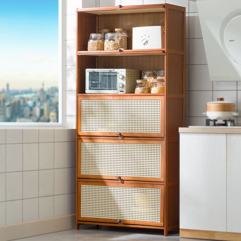 厨房置物架家用防尘储物架子落地式多功能收纳柜餐边柜锅具碗橱柜