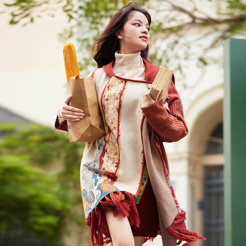 两三事【均码】梵高信使 出游服装女 新款洋气百搭女装斗篷复古宽松