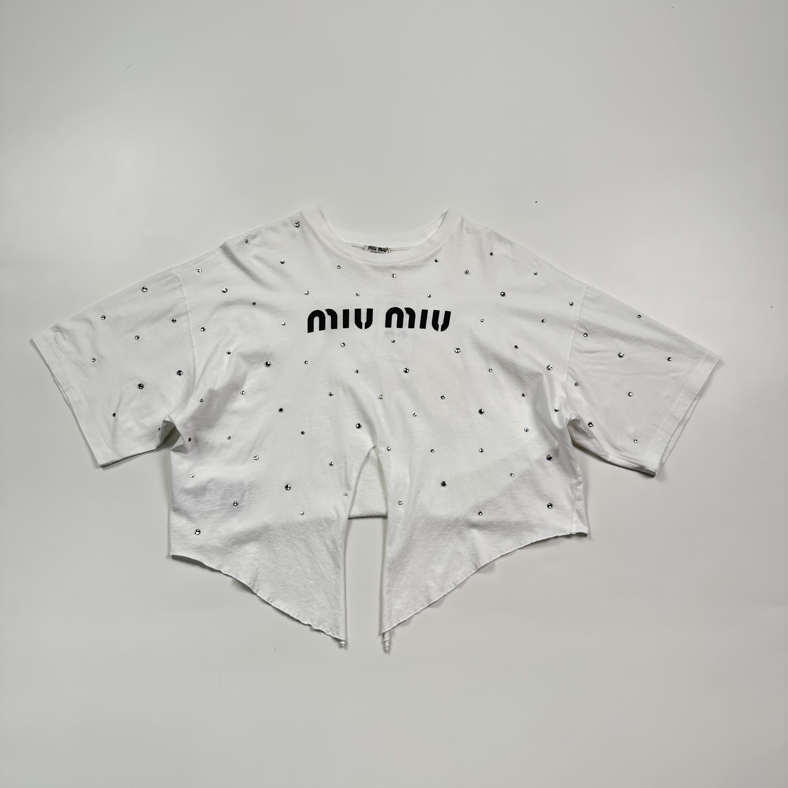 95新 MIU MIU/缪缪 奢小二/字母Logo水钻T恤/M码/公价9900/95新