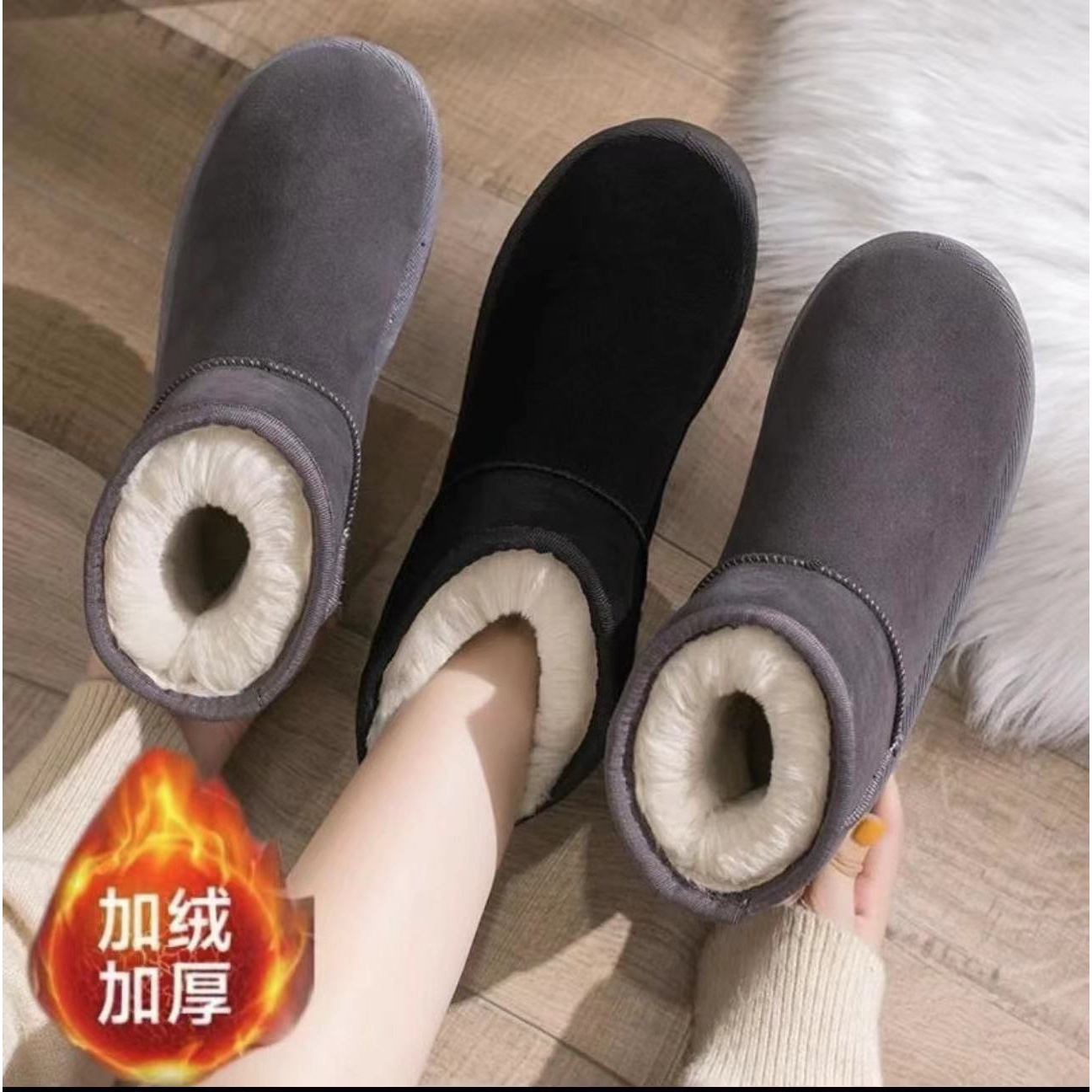 百丽纯爱雪地靴女短筒靴子2023年新款加厚雪地棉鞋保暖加绒雪地靴