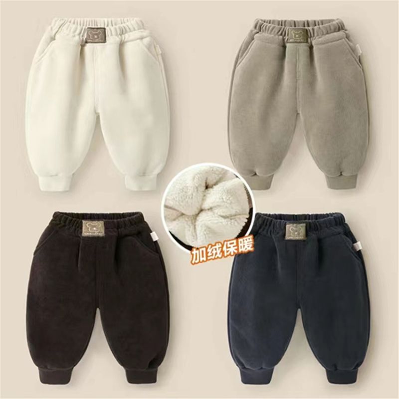 儿童加绒裤子冬装新款男女童宝宝韩版休闲裤长裤婴儿保暖棉裤冬季