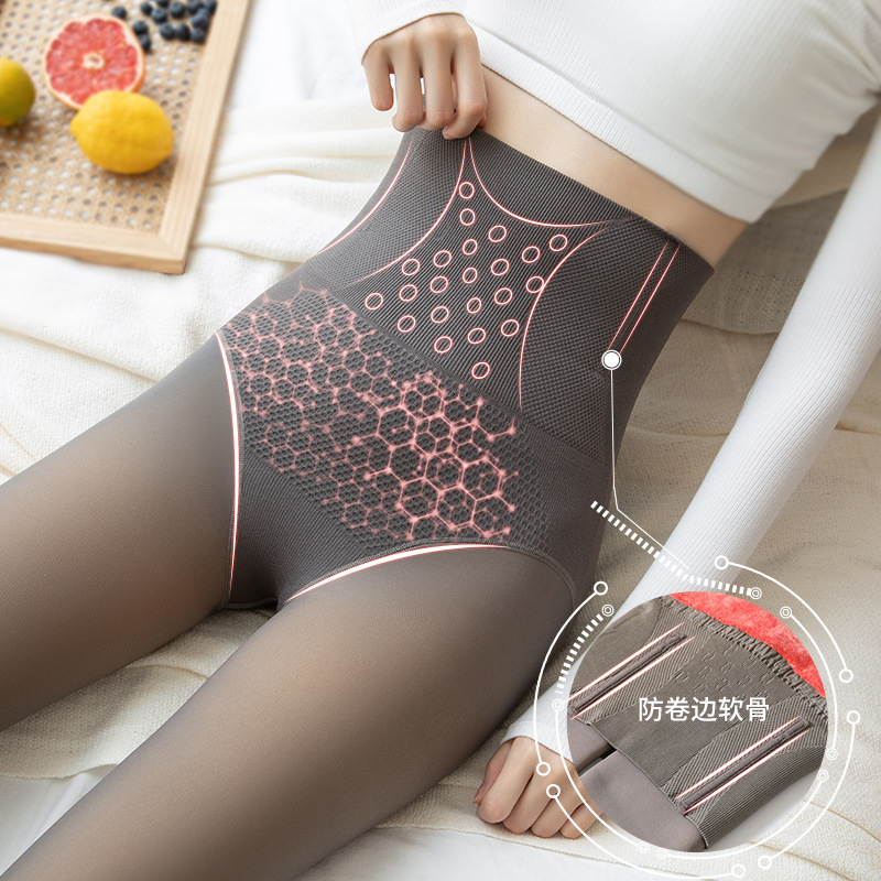 黑透肤光腿神器高腰收腹加绒打底裤女外穿秋冬加厚保暖一体防勾丝