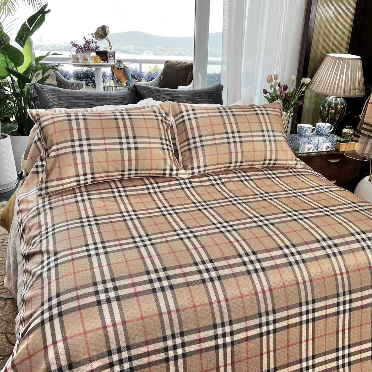 格子凉感毯软凉席