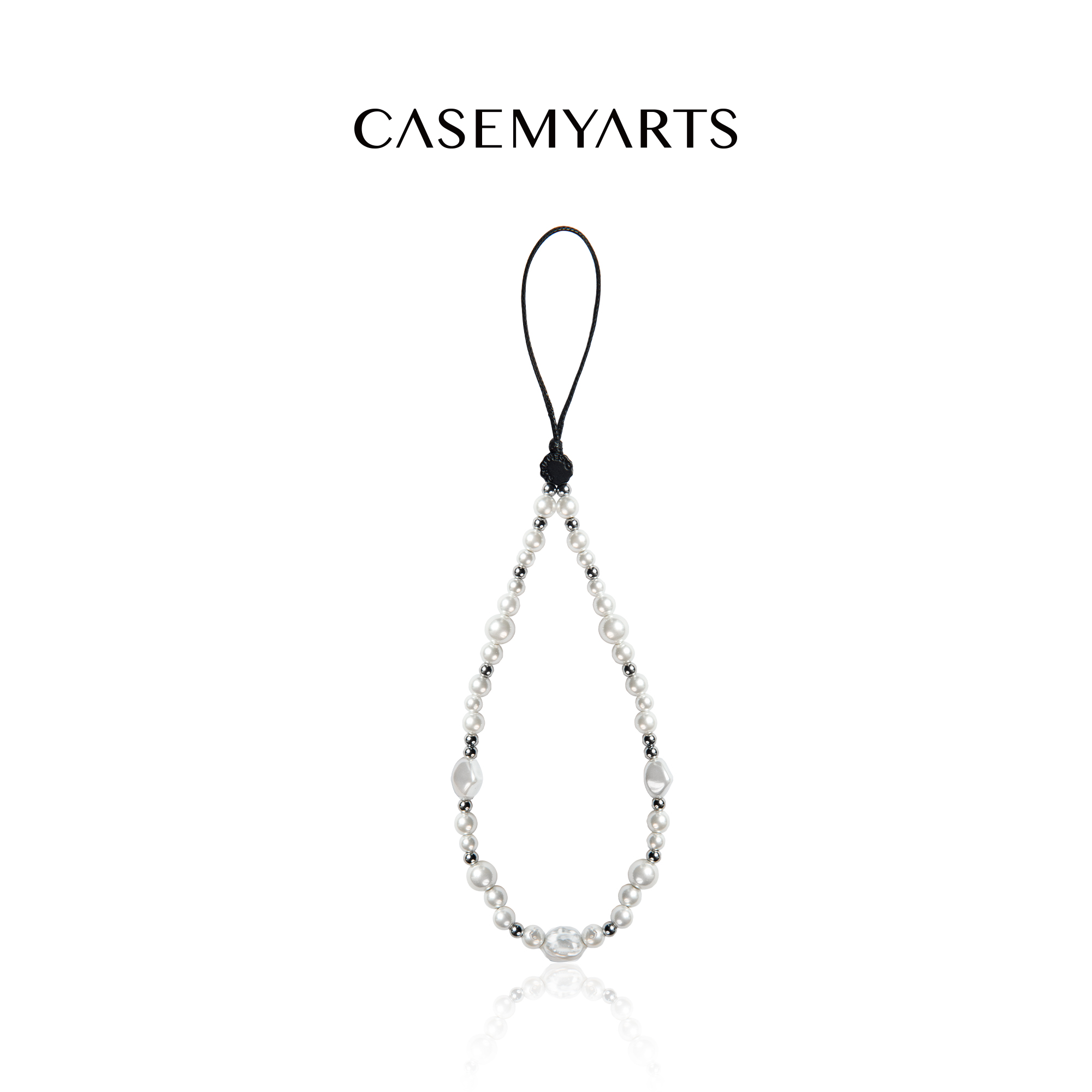 CASEMYARTS银白珠饰手链潮牌手机挂链适用多款手机