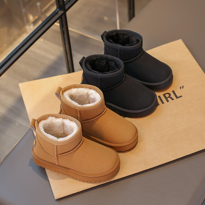 儿童爆款雪地靴男女童宝宝加绒防滑加厚小童保暖软底东北大棉鞋