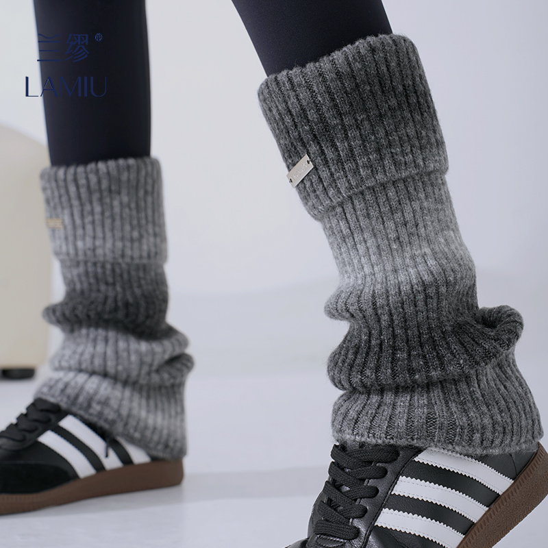 LA MIU/兰缪秋冬季针织袜套女长筒个性渐变色保暖JK小腿套堆堆袜