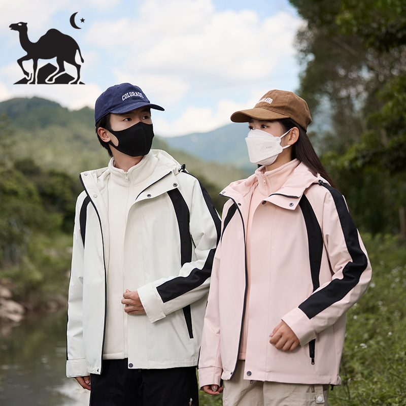 东方骆驼2024新款户外潮流登山拼接撞色连帽外套R3