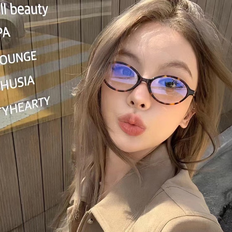 书呆子眼镜豹纹椭圆复古近视眼镜框架可配度数防蓝光小脸女平光镜