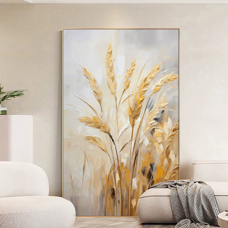 《麦穗》纯手绘油画入户玄关挂画现代简约客厅沙发背景墙装饰画