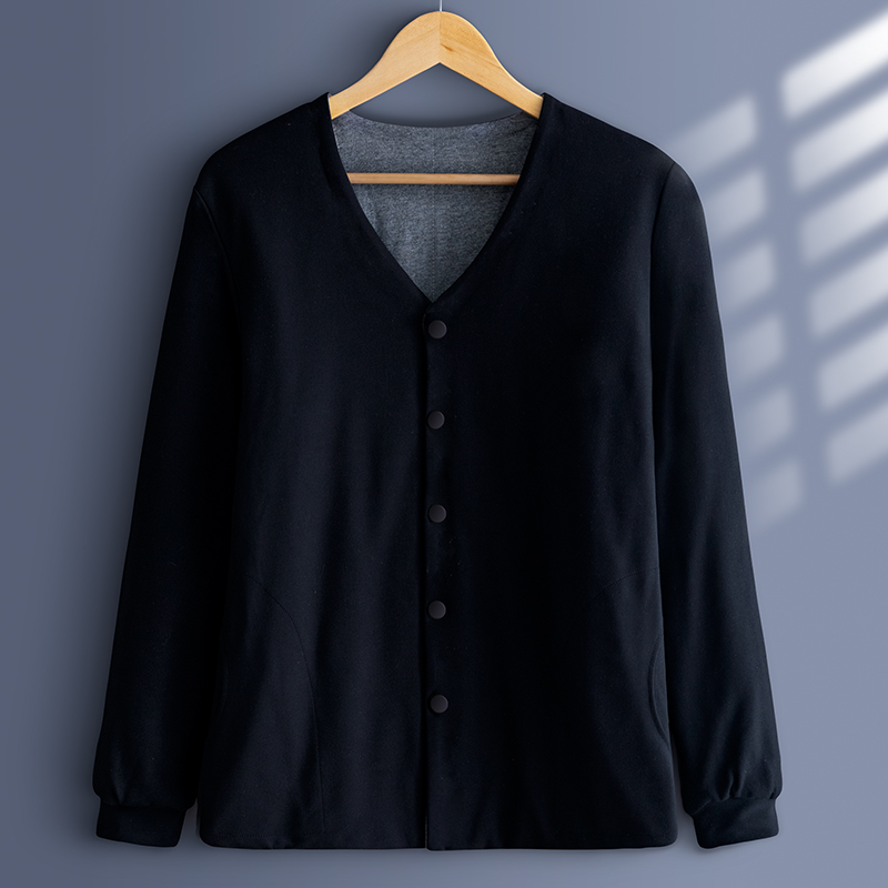 棉花男士保暖棉衣 爸爸居家休闲棉袄外套 中老年开衫棉袄秋冬季