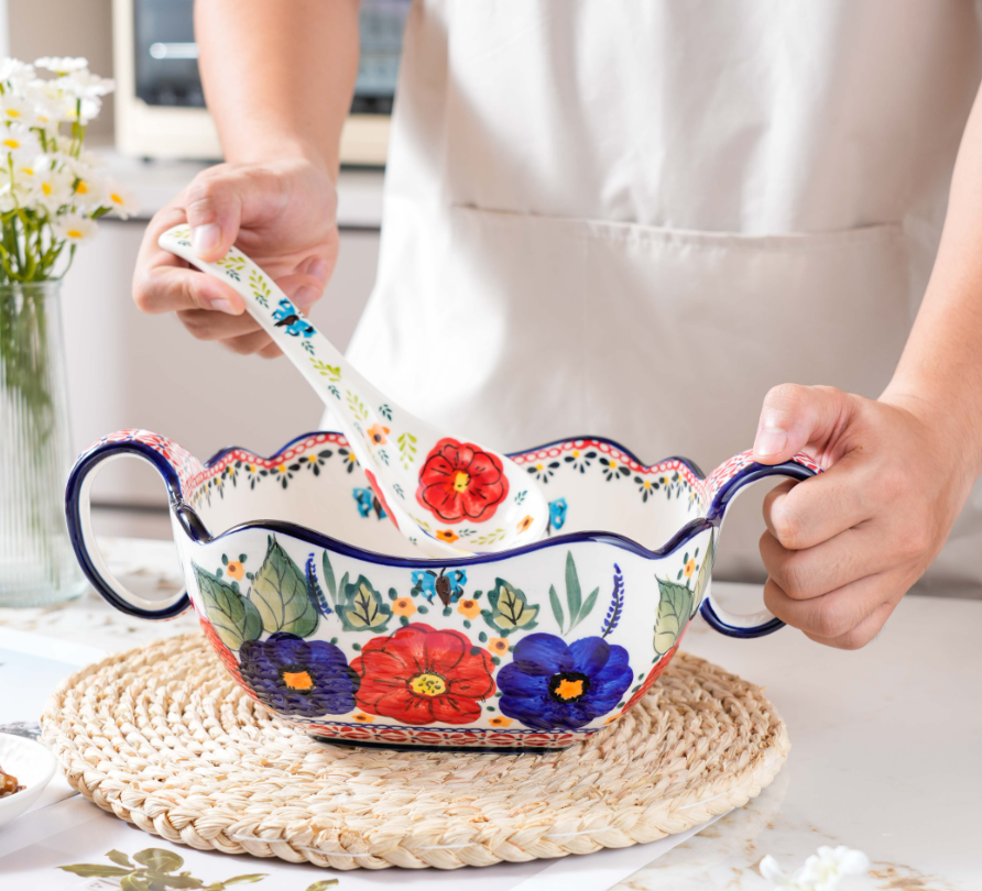 【泡芙专属】西里西亚手绘西里西亚-12英寸方形曲把锅