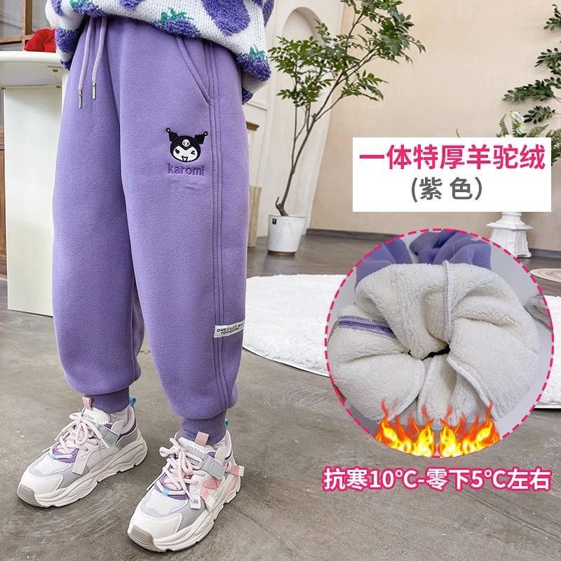 新品巴拉巴拉女童加绒加厚运动裤2023新款特厚一体绒小女孩秋冬库