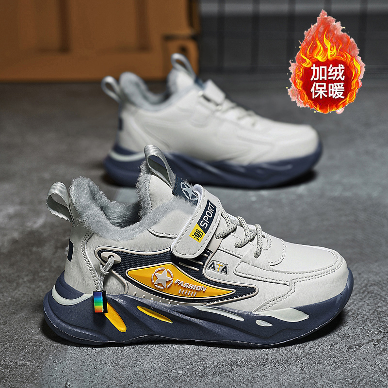 回力瑞冬季时尚百搭潮鞋保暖棉鞋小男孩加绒加厚大棉运动鞋中大童