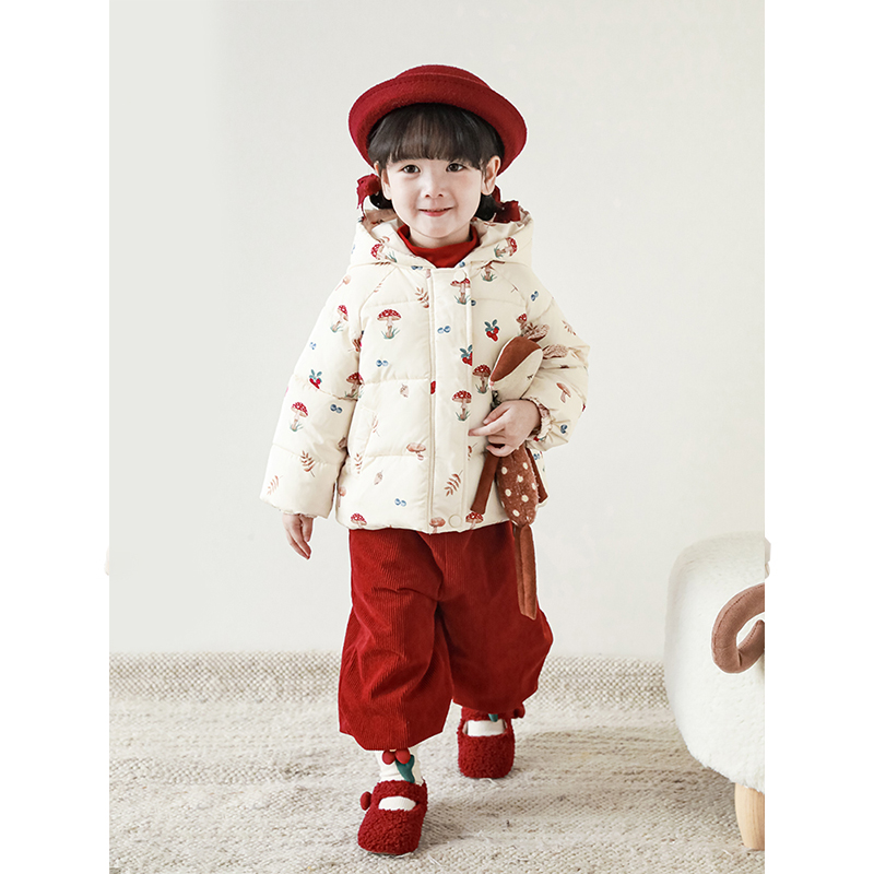 【清货】幼悠女童 冬季保暖加厚连帽温暖外套D2421