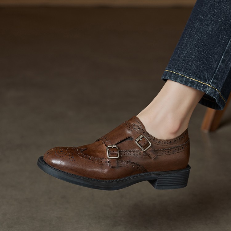 【指念】牛皮欧货复古德英伦德训鞋透气单鞋休闲鞋24春秋新款女鞋