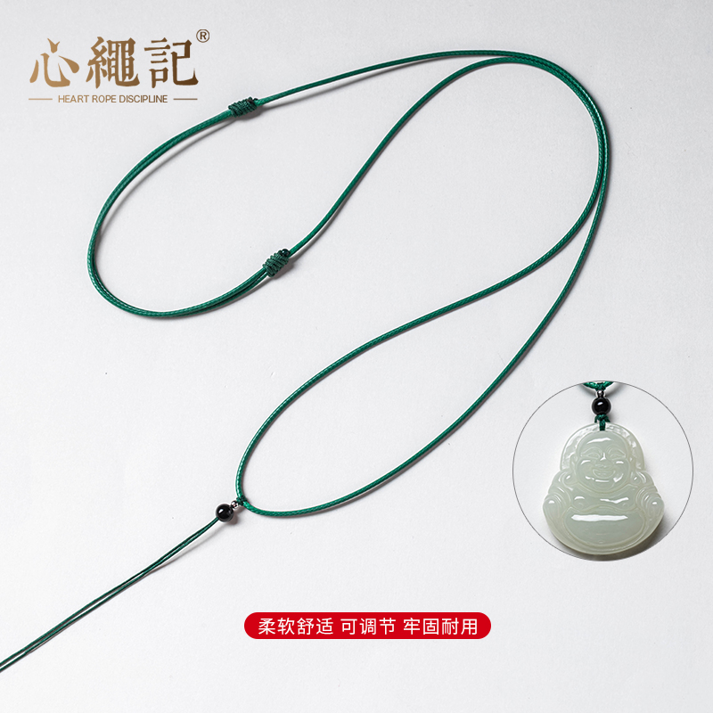 款蜡红黑可调节简约黄金女款玉坠小玉佛女士平安扣玉坠编绳项链