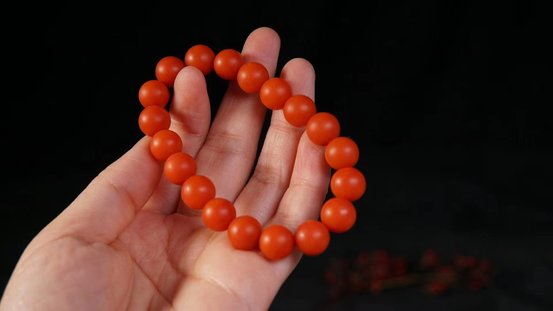 凉山保山纯天然正品柿子红火焰纹南红玛瑙手串108多圈素圈