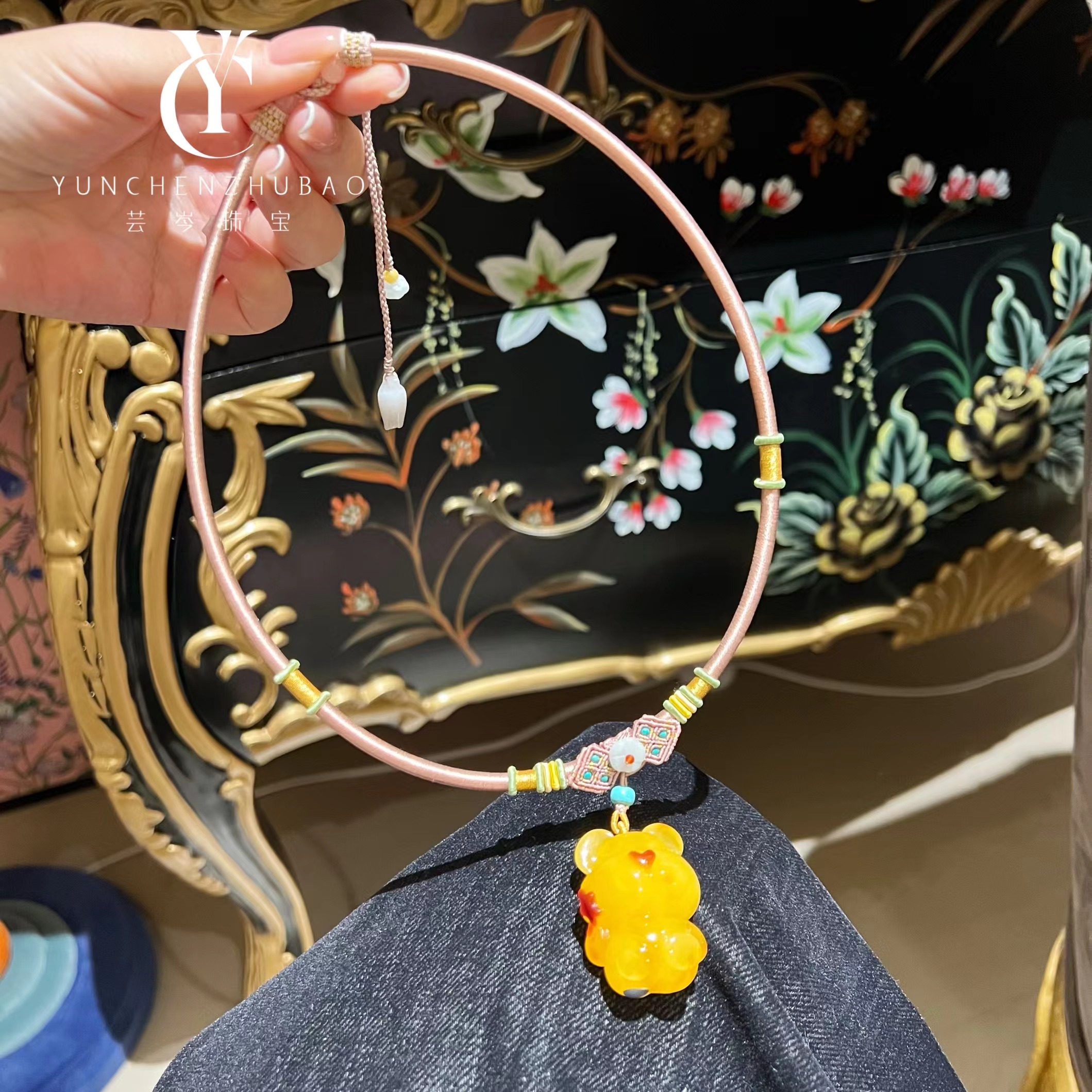 蜜蜡星星小熊项圈（00123）