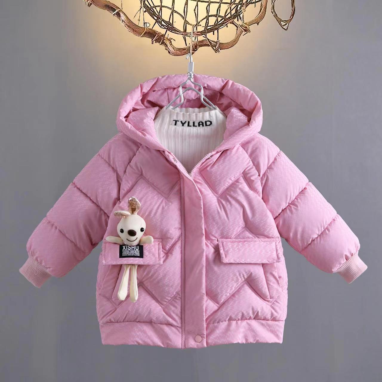女童服2023新款冬季加绒加厚小兔子女宝宝深冬装衣袄外套洋气