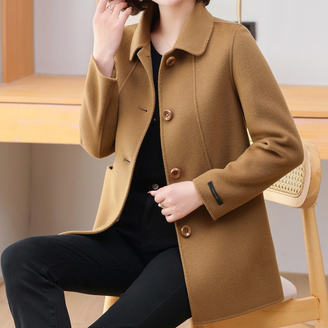 ziyang/孜洋秋冬新款百分百双面绵羊毛大衣高端显瘦气质百搭6619