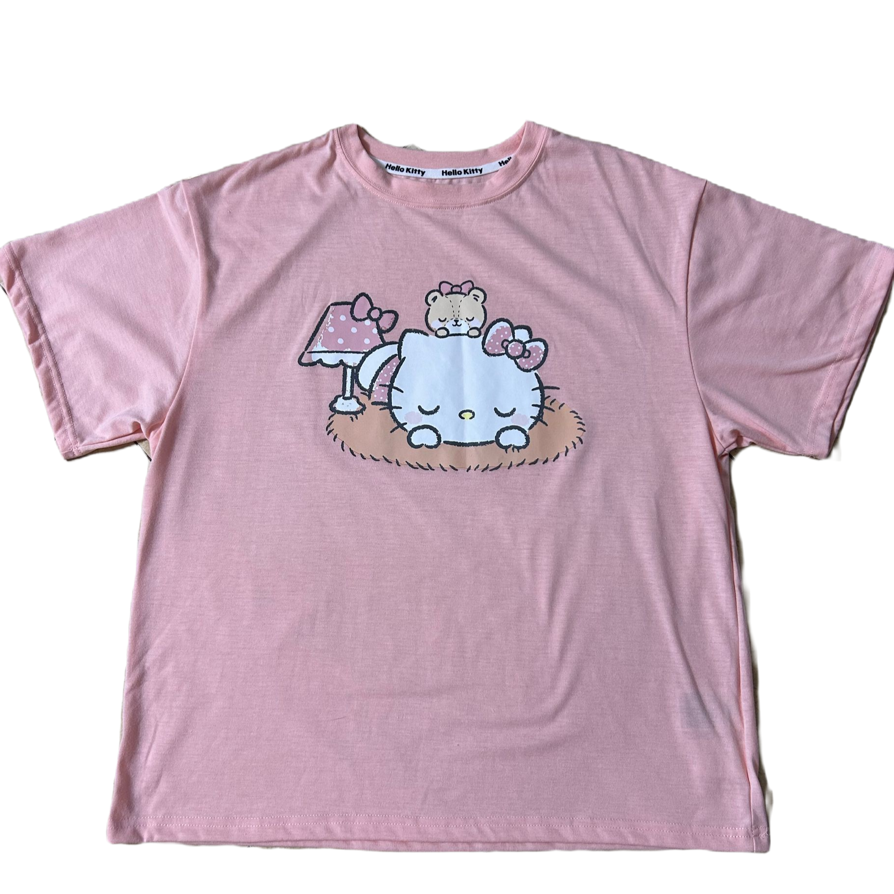 女款T恤 2023夏季新款KT猫可爱图案少女粉T恤时尚休闲女士情侣