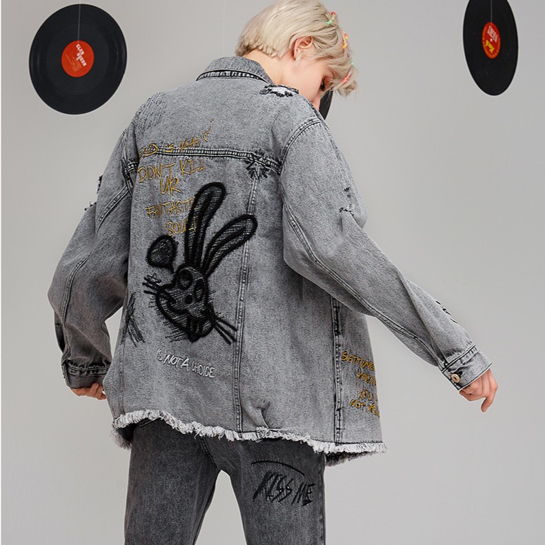 郑州(不退不换）LALABOBOBObadgirl涂鸦牛仔夹克L21A-WSJW15