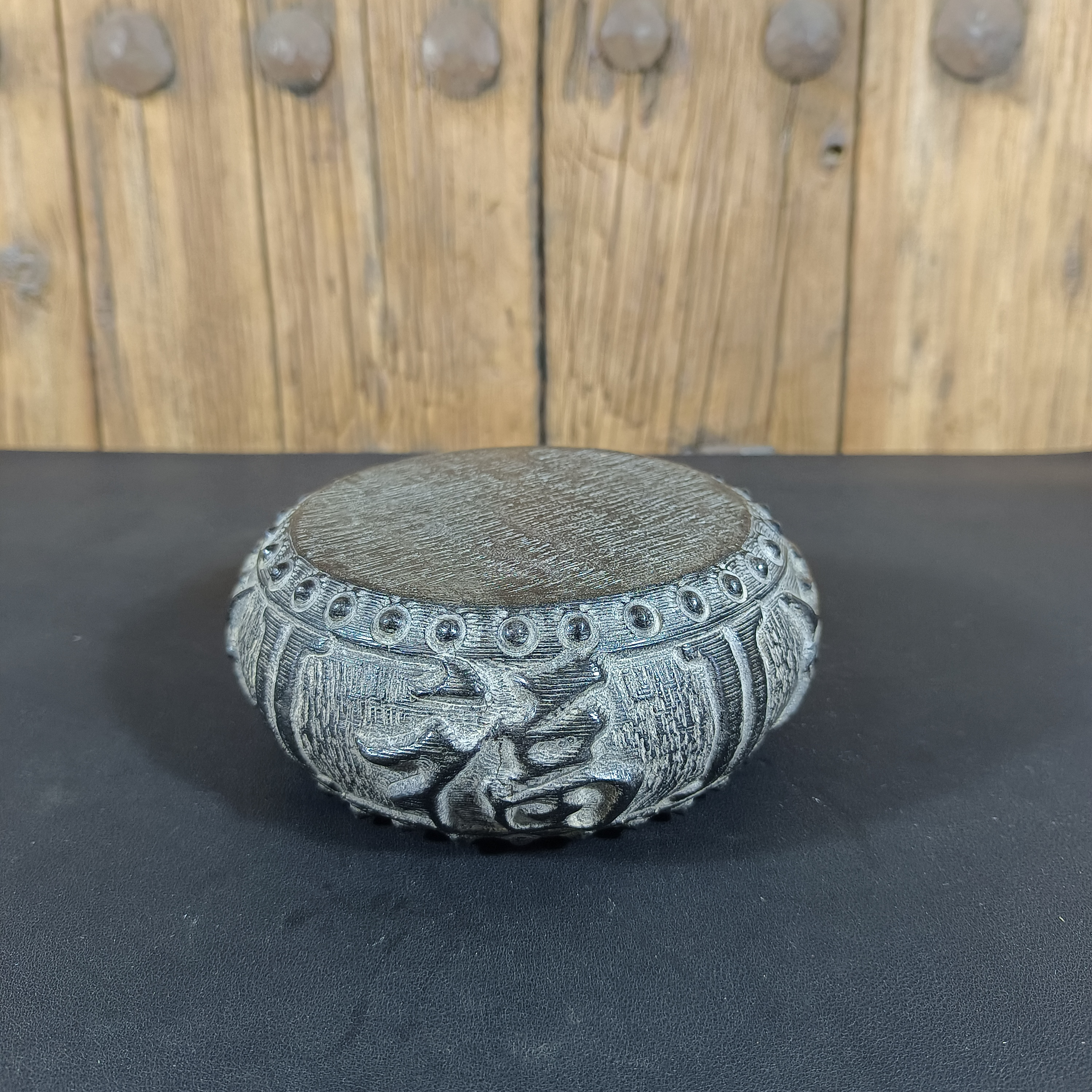 青石雕刻福寿石鼓