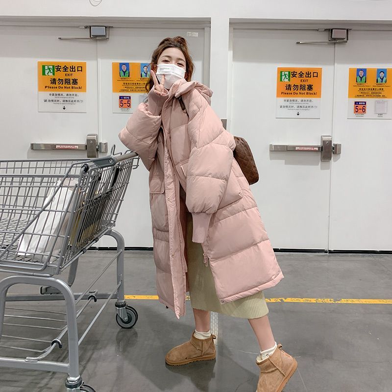 小个子大码时尚百搭2023冬季新款羽绒棉服女宽松连帽韩版中长款