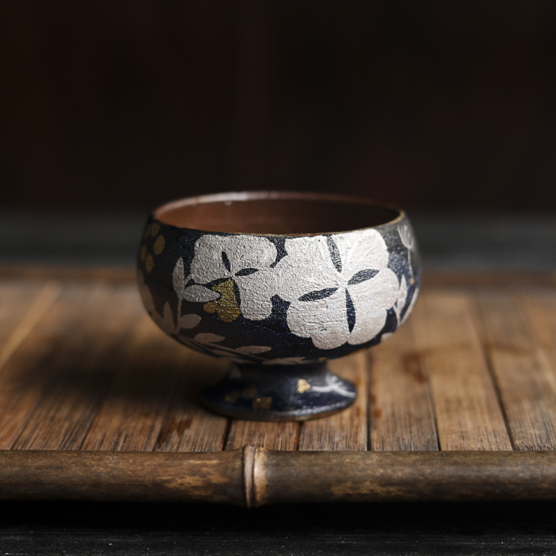 【陶珊居】 黑色四叶草-蕉白轩-茶杯（蕉白S0630）