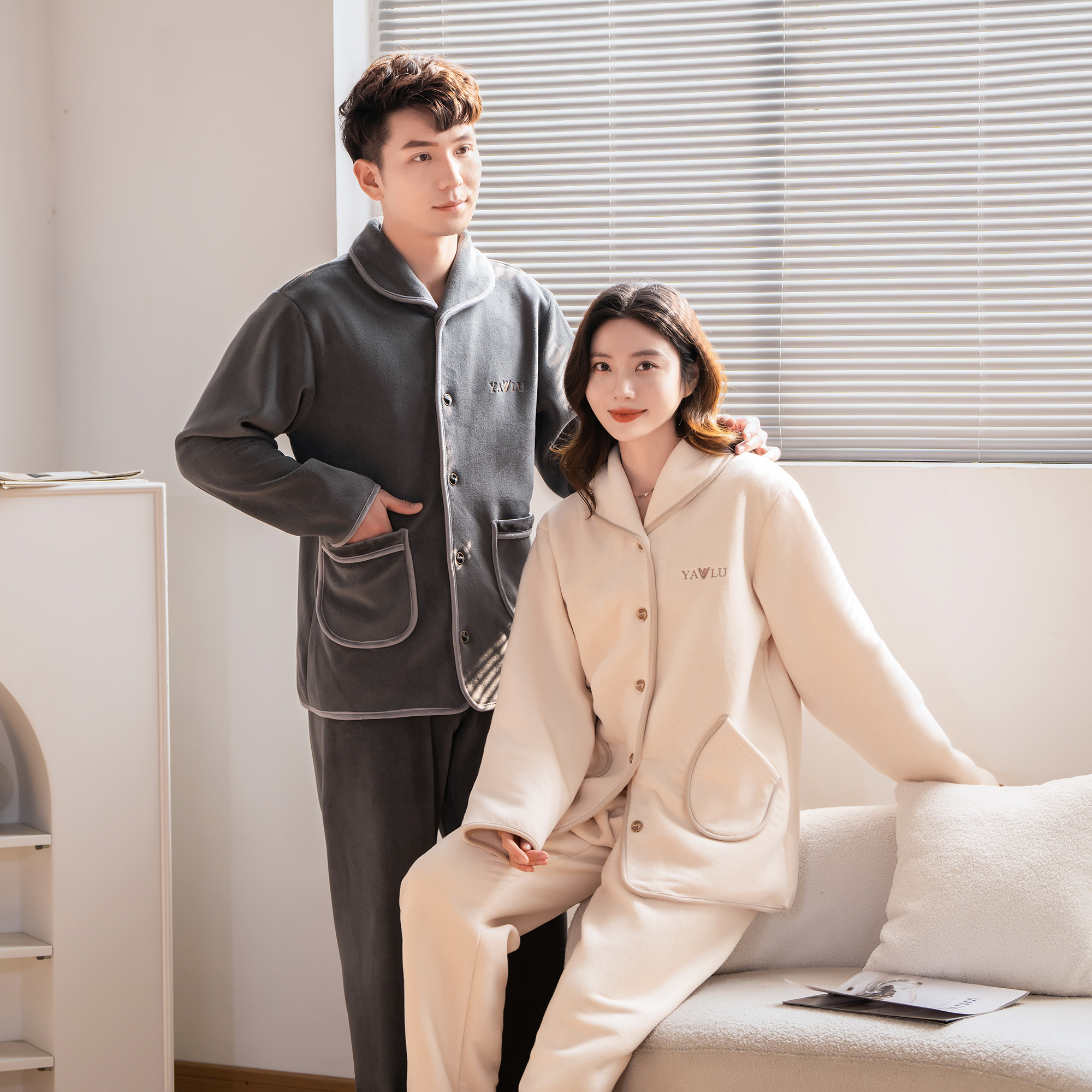 V/雅鹿奥利绒睡衣2025年气质双11立减大促新款大码保暖加厚加绒男