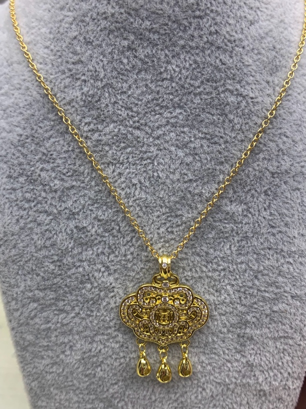 铜合金吊坠 新中式如意平安锁项链民族风吊坠锁骨链灵动饰品精致