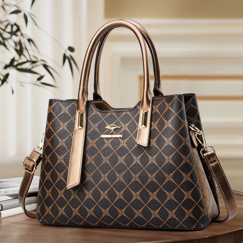 气质时尚休闲百搭中年肩包轻奢欧美简约潮流大气印花妈妈包