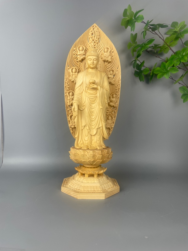 桧木木雕佛像如来佛摆件工艺品高度43公分