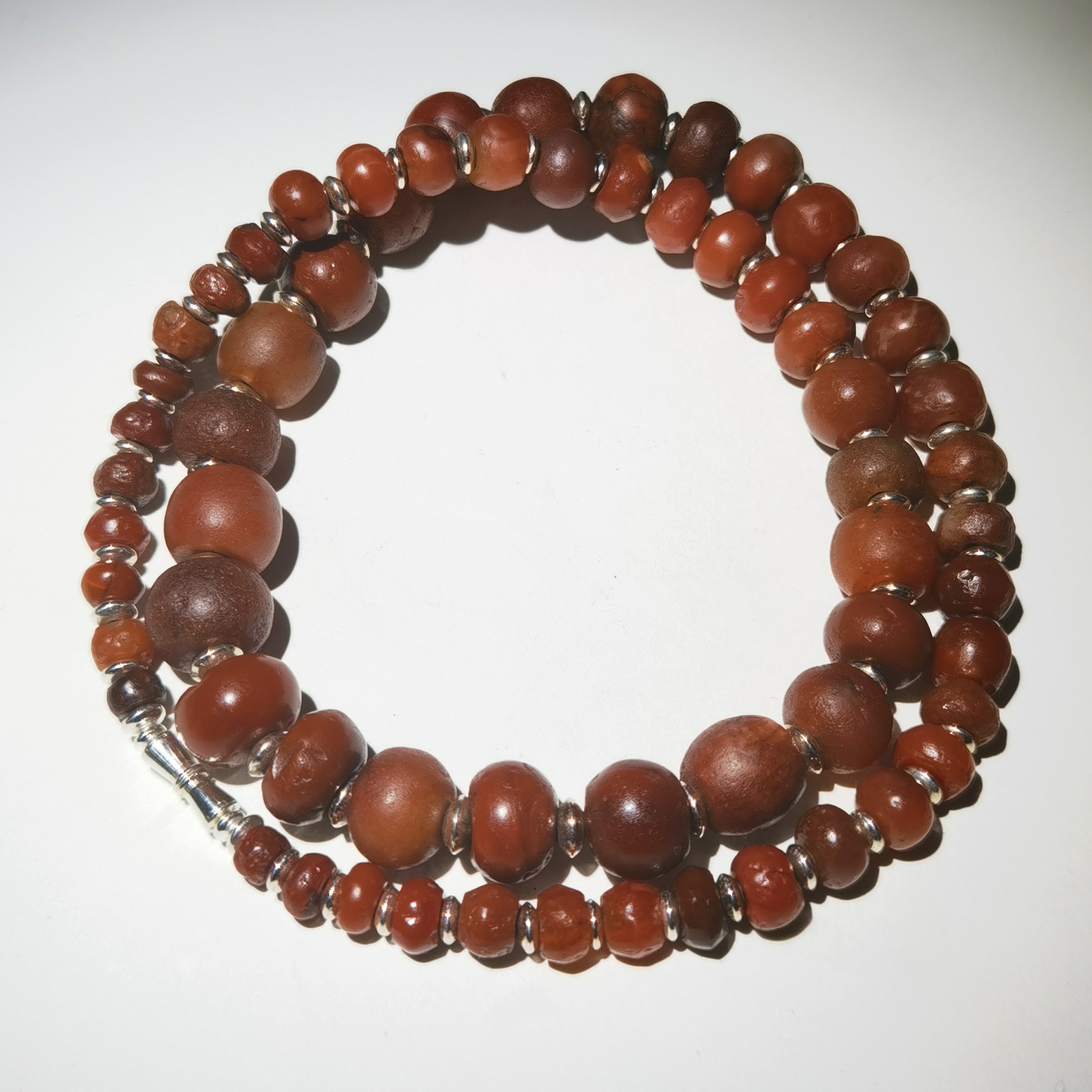 木土堂 | 精品红色西亚红玛瑙桶珠圆珠项链锁骨链多宝串