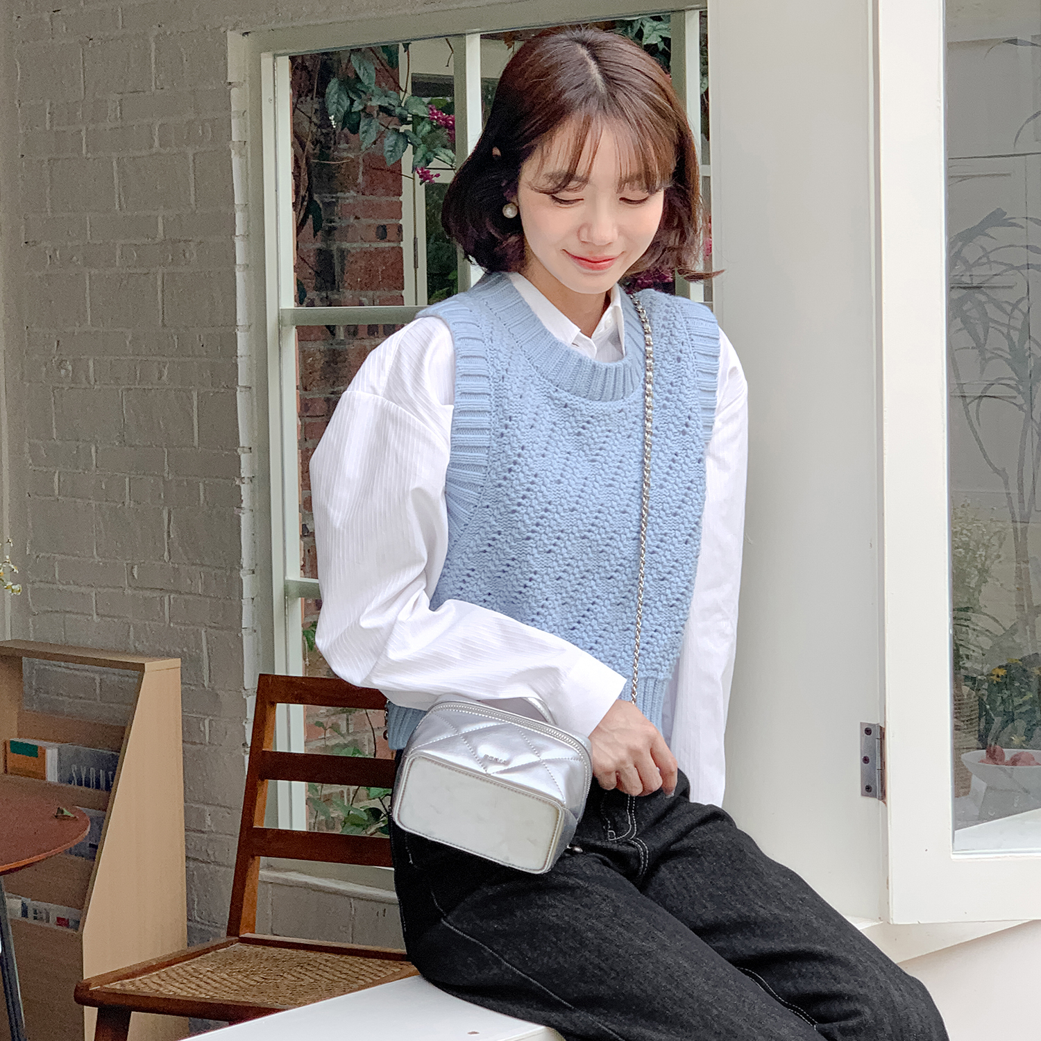 【风信子马甲】蓝色圆领马甲FS401S045