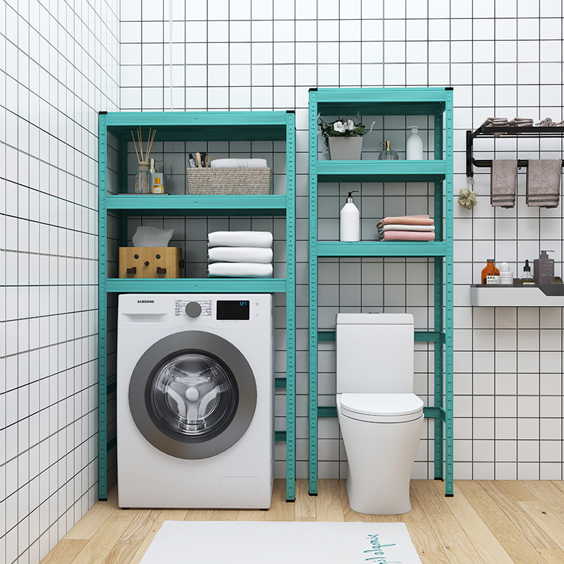 蓝色洗衣机卫生间马桶置物架滚筒翻盖上方架子落地高档下空式