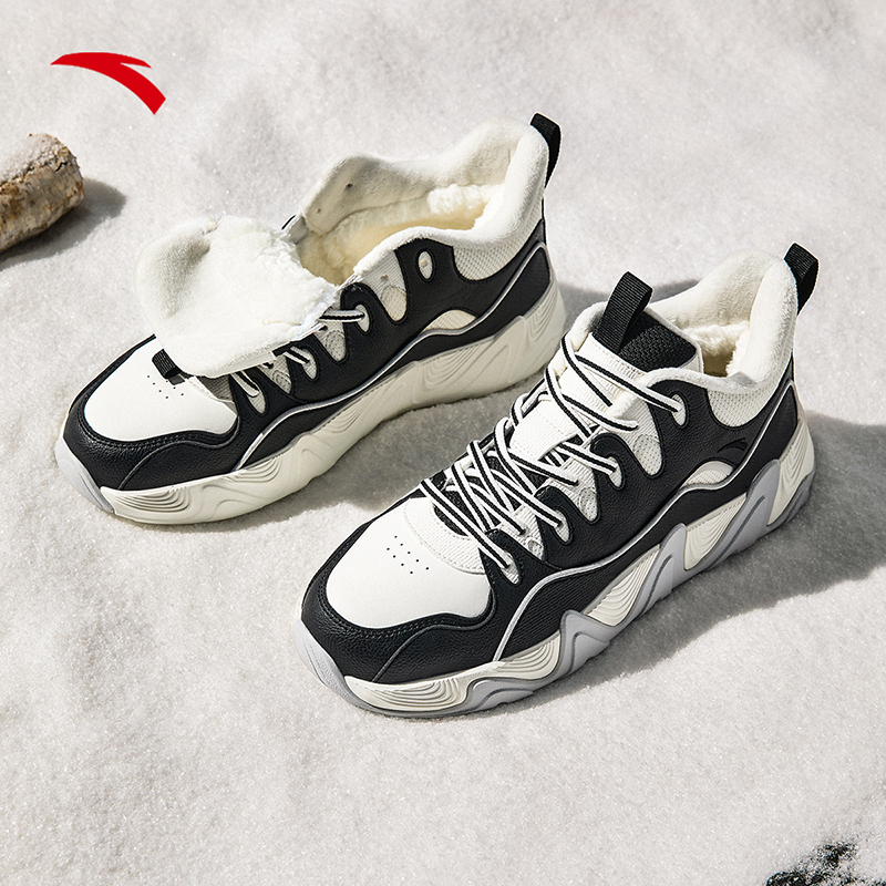 安踏后浪棉鞋板鞋休闲鞋男女鞋子情侣鞋加绒保暖秋冬中帮百搭长绒