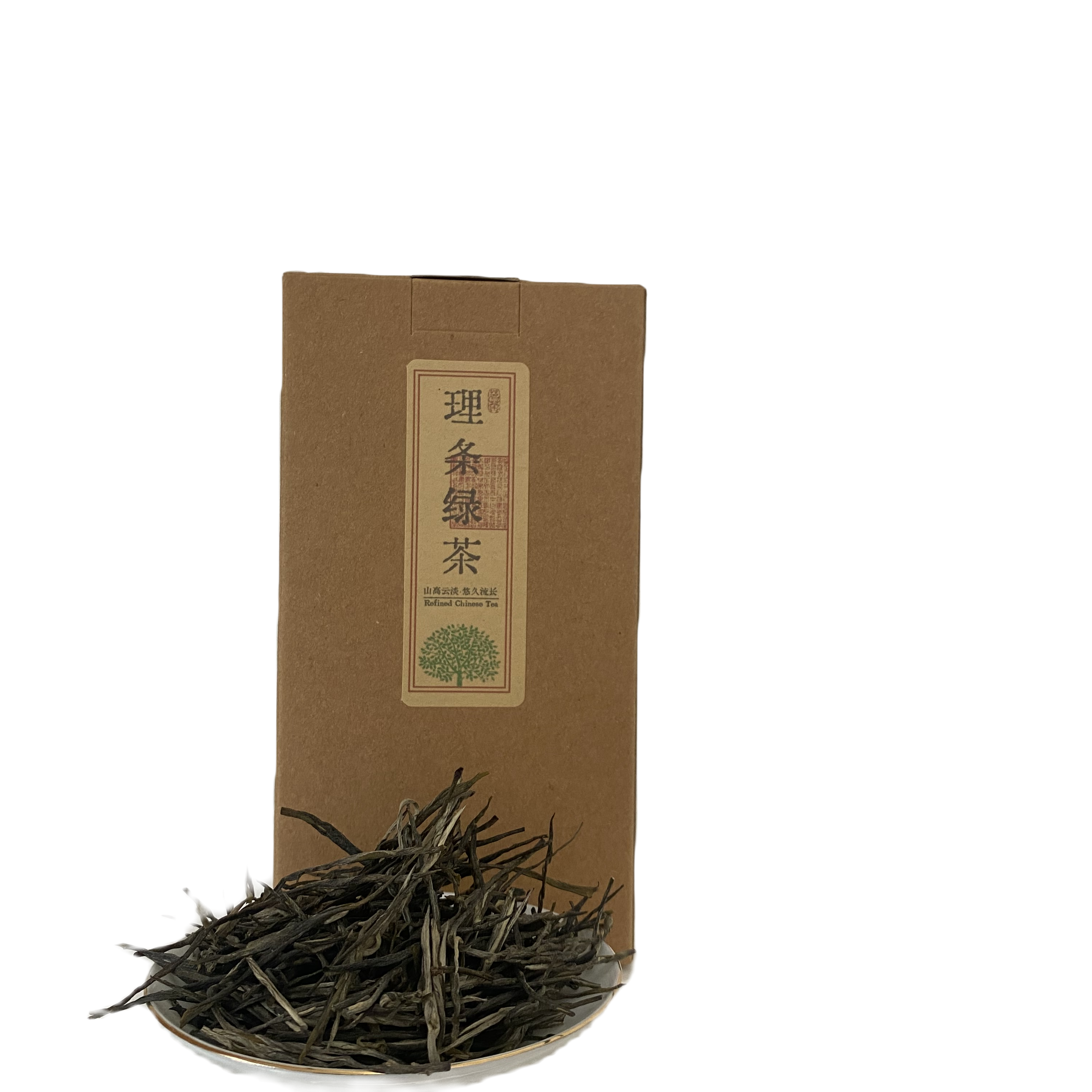 烘青绿茶，绿松针，理条绿茶，环保牛皮纸盒密封包装，200克/盒。