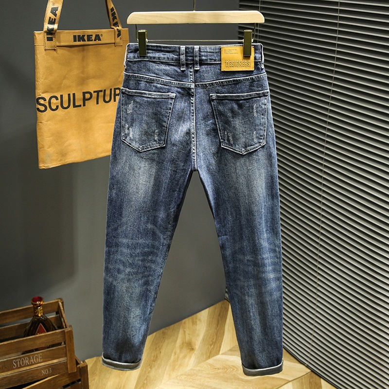 【大码男装】新款轻奢阿美咔叽风牛仔裤男修身弹力小脚裤百搭休闲