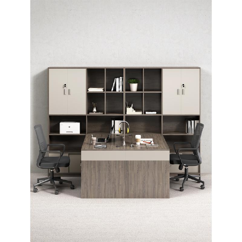 职员办公桌简约现代员工桌椅组合财务室财务桌子带书柜公司办公室