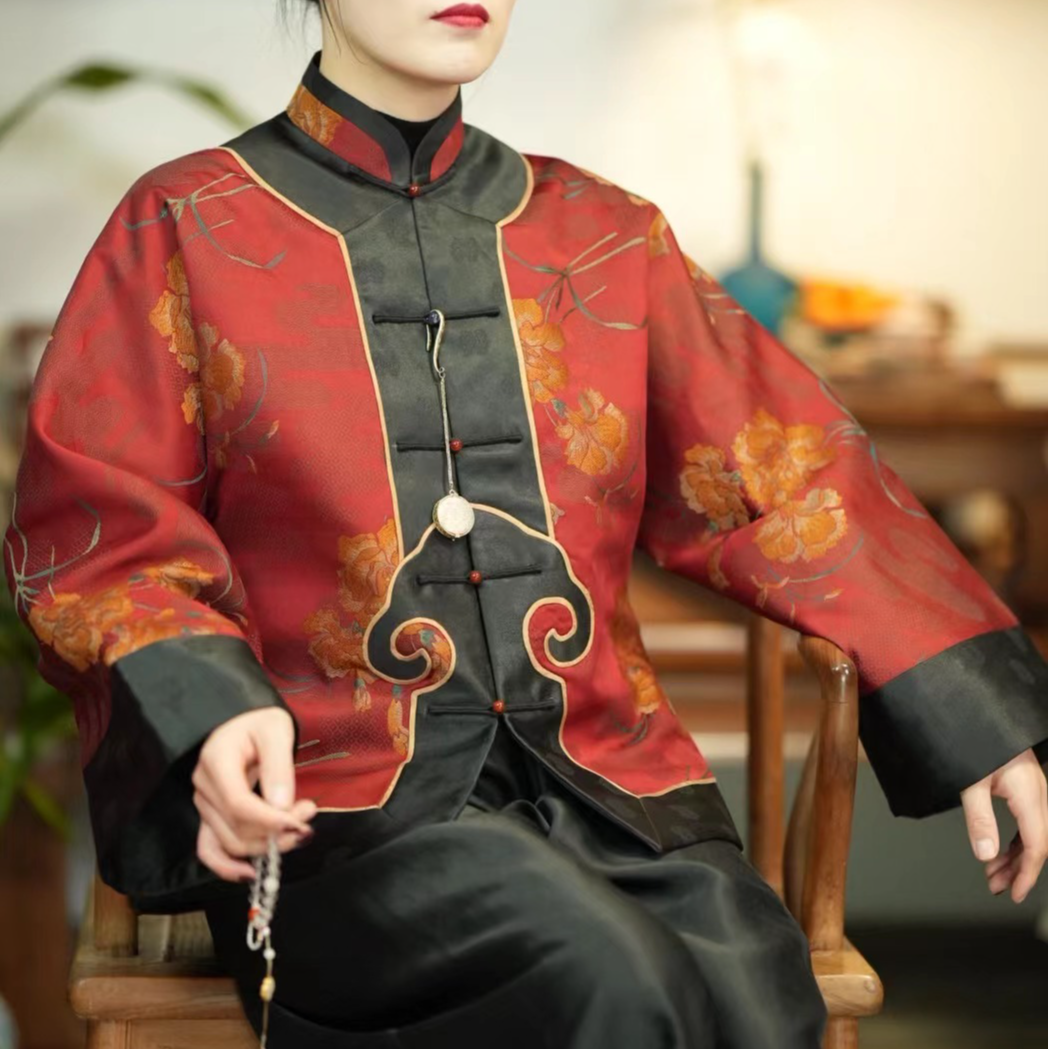 【石喃】原创设计如意倒大袖中式立领上衣传统工艺夹袄【敦诗说礼】