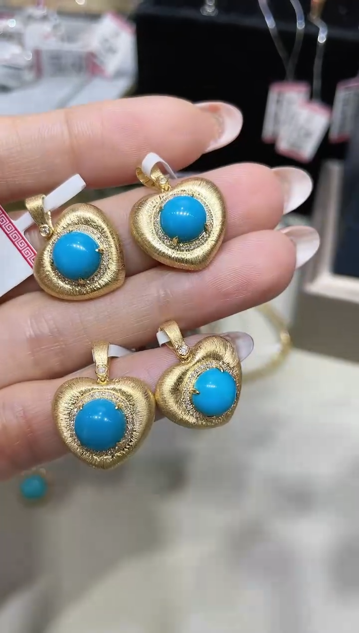 18K金镶嵌绿松石吊坠（ 多样性发其1）