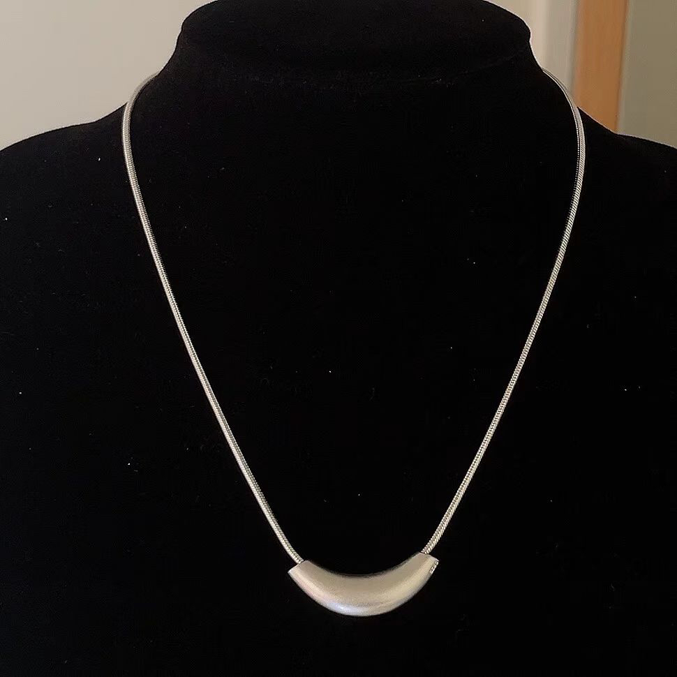 坠链均925银 《七牌银楼》纯银时尚百搭弯管项链